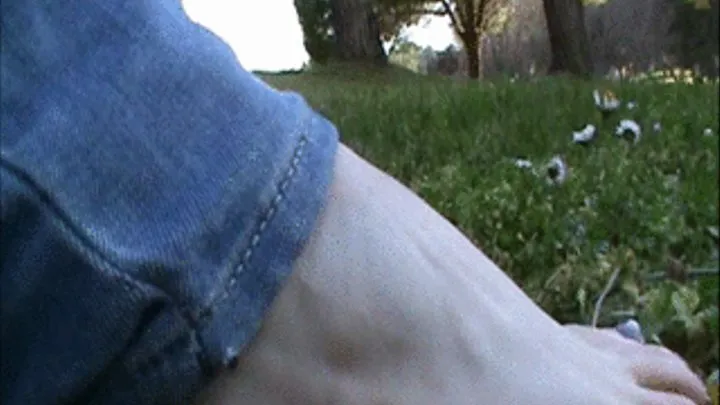 Christine's sexy feet titillates some flowers -POV