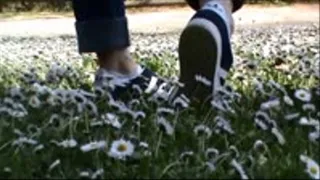 I film my girlfriend tramples little flowers