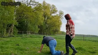 Hard humiliation in the pasture