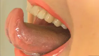 Trapped on the curly tongue of giantess.