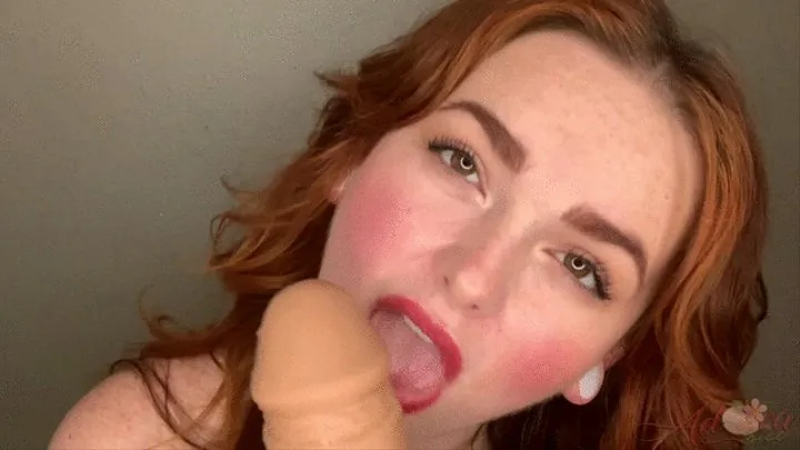 Sensual Red Lipstick Blowjob