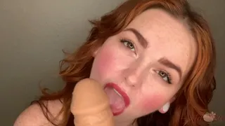 Sensual Red Lipstick Blowjob