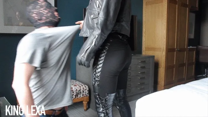 Leather thigh high boot beating (Part 1)