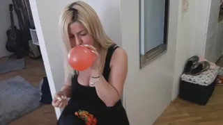 Blowing balloons from throat