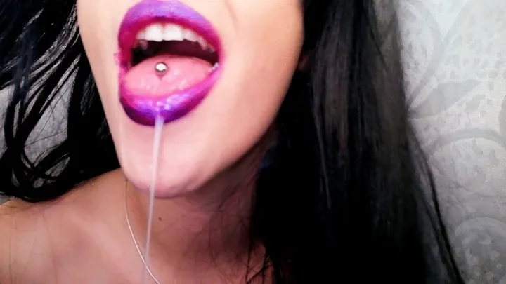 Purple lipstick lollipop drool