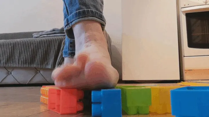 Barefoot and stepping on hard blocks