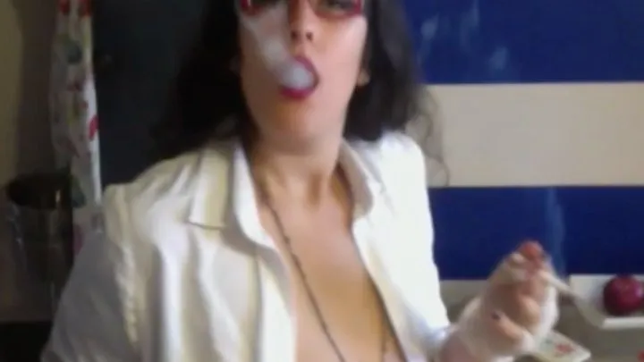 Beautiful Busty Canadian Brunette with lipstick smokes - 1 Fetish Video - Capnolagnia Beautiful Lady Smoking