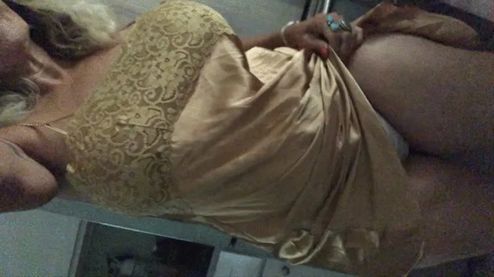 Dirty Hairy Pussy & Dirty Panty Worship in Gold Satin