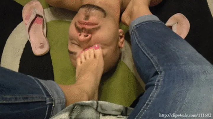 Face Humiliation with Flip Flops and Spit