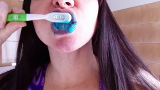 Blue foam in my mouth.