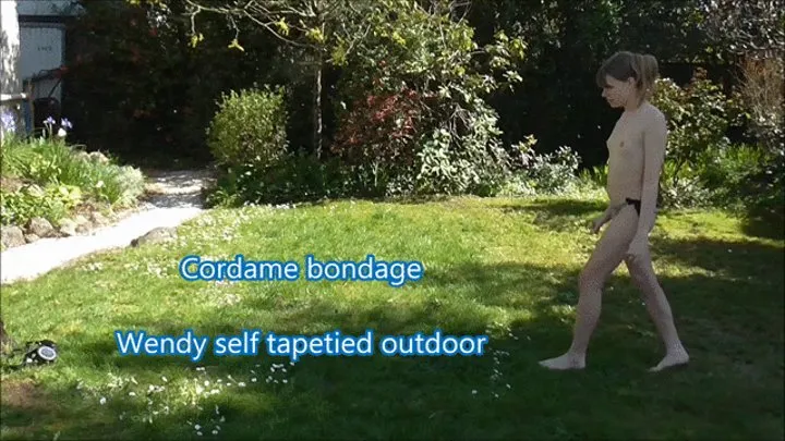 Wendy selfbondage tape outdoor