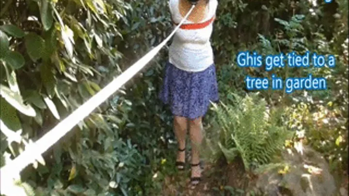 GHis get tied to a tree in the garden