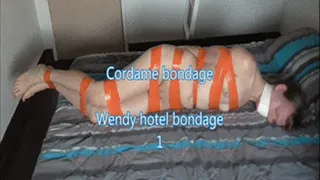 Wendy hotel bondage, tape bondage naked skin.