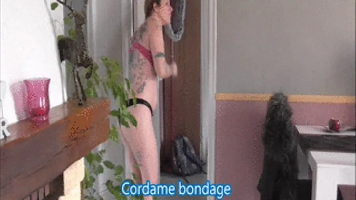 Sandy nude tape bondage at home