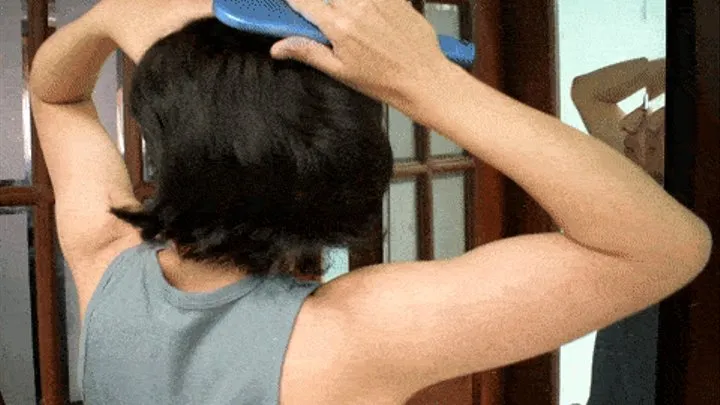 Combing my long soft hair