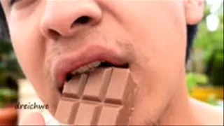 A big chocolate in my mouth