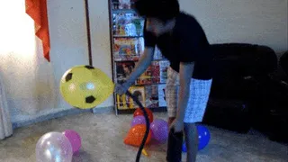 Crushing balloons with the shoes