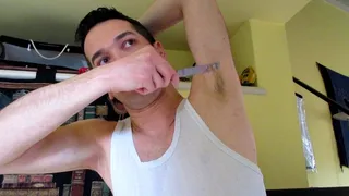 Man Waxing Hairy Armpits