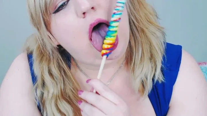 Licking Rainbow Swirl Lollipop