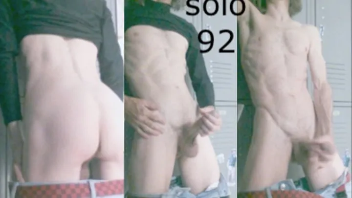 Heteroflexible K solo V92: thin fit muscular hung older twunk hotel employee locker room masturbation