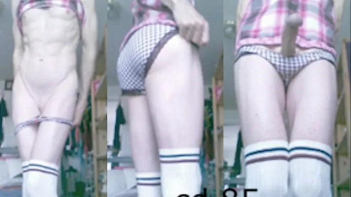 Heteroflexible K crossdressing 85: slender fit older hung twunk transvestite socks panties top