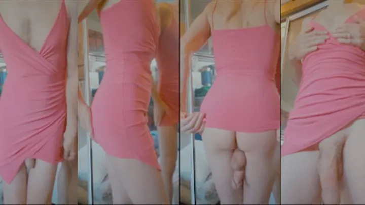 Heteroflexible K crossdressing 116: slender fit older hung transvestite pink dress