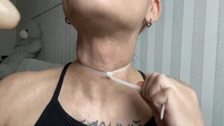 An extreme and sensual moment in the throat