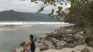 Gay couple having sex on the beach