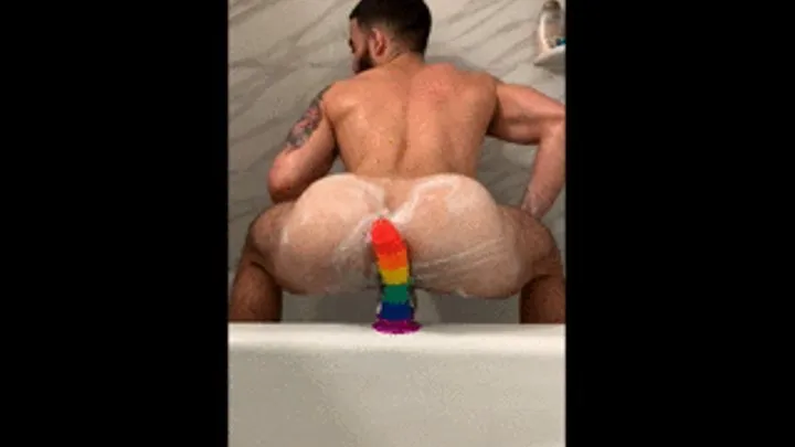 PAPI RIDES HIS RAINBOW DILDO