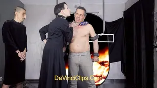 Giada Da Vinci spits in the damned man's face to redeem him with role-play, religious role-play, priest costume, spitting