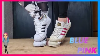 Two Girls in Adidas Superstar Crushing The Cock