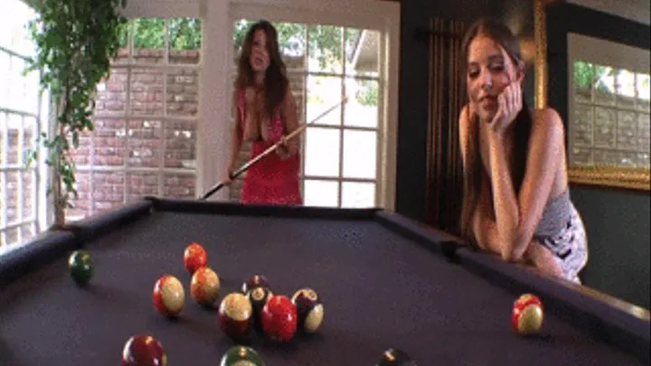 Loser of the pool game gets eaten out by a lesbian chick