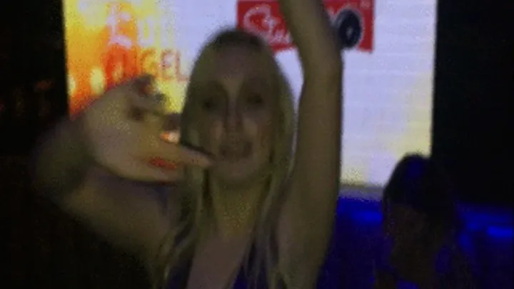 Blonde pornstar dancing and showing off her tits at the RISE party