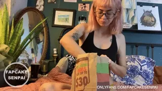 Skinny Girl Eating Huge Cheeseburger and Fries Mukbang