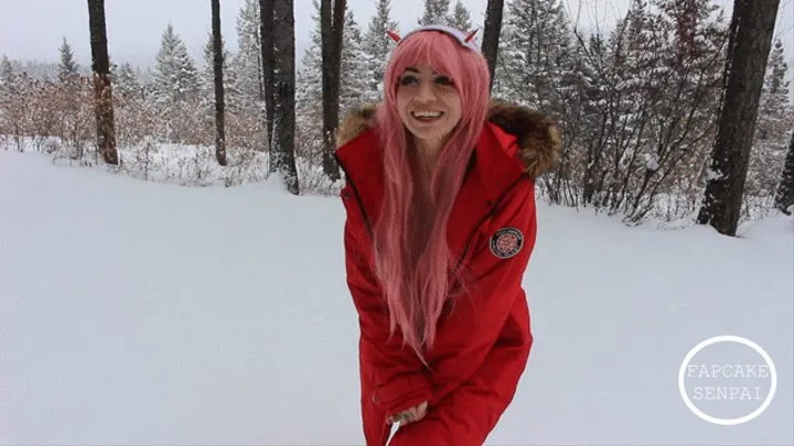 Zero Two Peeing in the Snow in a Bikini