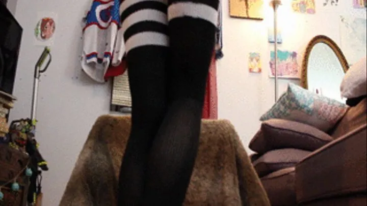 Ass and Leg Worship in Thigh High Striped Socks