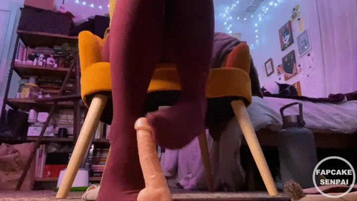 Dildo Footjob Tease in Maroon Leggings