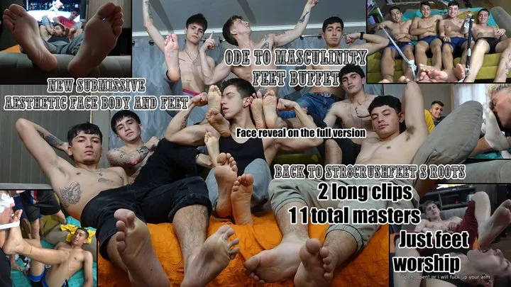 Ode to masculinity feet buffet - 11 masters ( 2 news) and one new hot hunk toy to dominate and control with our feet