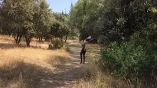 THE LADY GOES THROUGH THE FOREST, AND SMOKES A CIGARETTE WHILE RELAXING