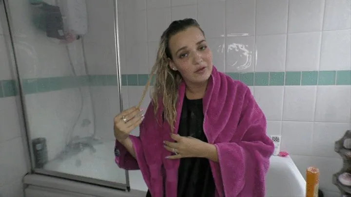 Washing My Hair Wearing A Towel and Hairdressing Cape