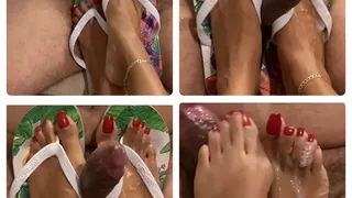 Double Nut Flip-Flops Footjob