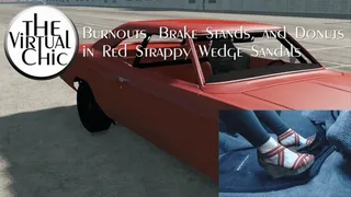 Burnouts, Brake Stands, and Donuts in Red Strappy Wedge Sandals
