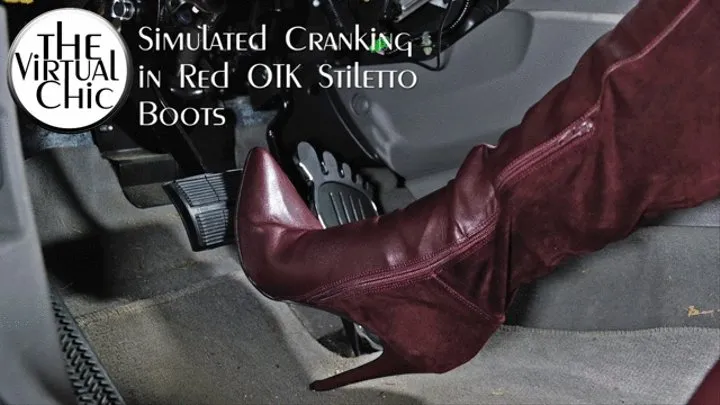 Simulated Cranking in Red OTK Stiletto Boots