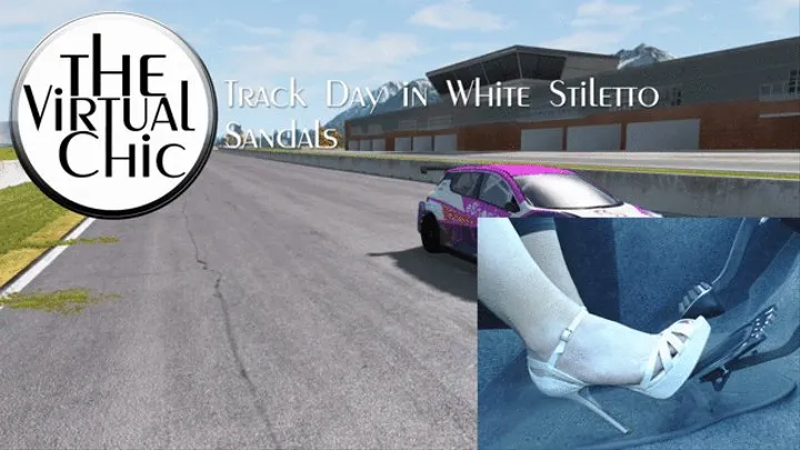 Track Day in White Stiletto Sandals