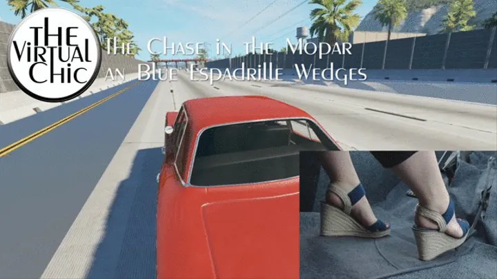 The Chase in the Mopar and Blue Espadrille Wedges
