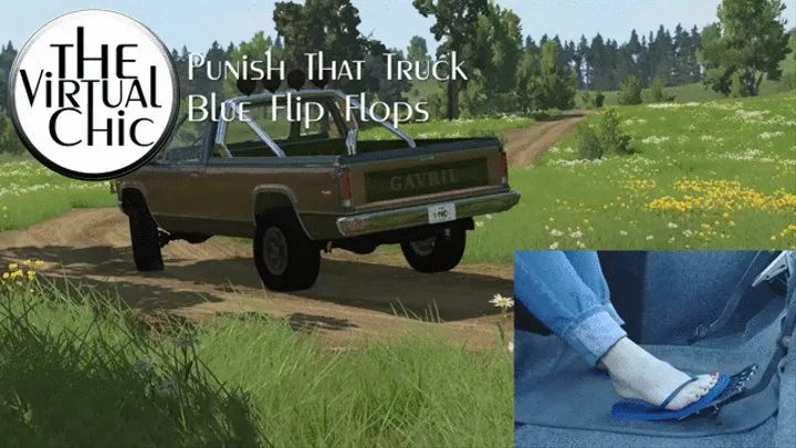 Punish That Truck Blue Flip Flops