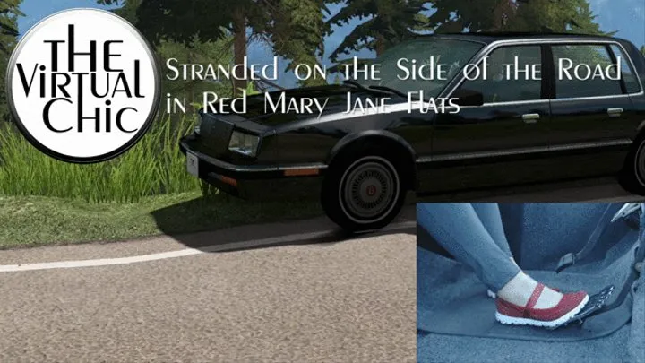 Stranded on the Side of the Road in Red Mary Jane Flats