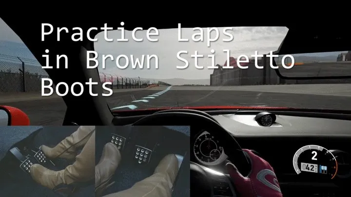 Practice Laps in Brown Stiletto Boots