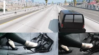 Sensible Destruction in Peep Toe Stiletto Pumps and a Van