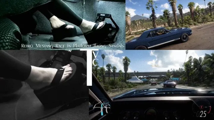 Retro Mustang Race in Platform Thong Sandals